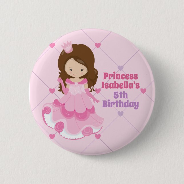 Badge Rond 5 Cm Jolie Petite Princesse Anniversaire Pink Purple (Devant)