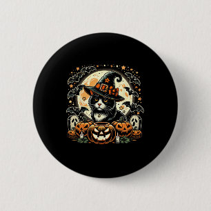 Badge Rond 5 Cm Jolie sorcière de chat Halloween - Art Citrouille