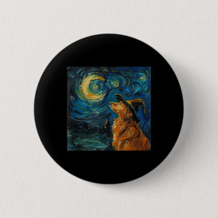 Badge Rond 5 Cm Jolie sorcière Golden Retriever _ Chien drôle Hall