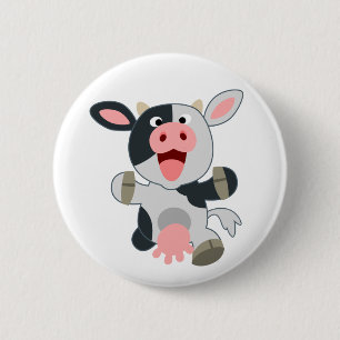 Badge Rond 5 Cm Jolie vache caricaturale gaie