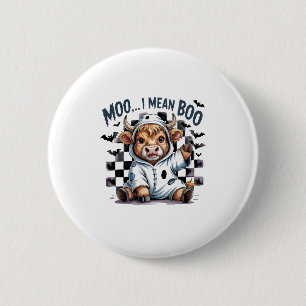 Badge Rond 5 Cm Jolie vache Highland À damiers Halloween Te