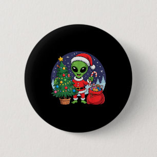 Badge Rond 5 Cm Jolies lumières de Noël d'arbre de Noël d'alien de