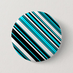 Badge Rond 5 Cm Jolies rayures noir blanc aqua