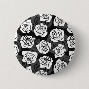 Badge Rond 5 Cm Jolies roses Vintages en noir et blanc