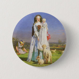 Badge Rond 5 Cm Jolis agneaux par Ford Madox Brown