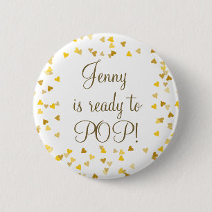 Badge Rond 5 Cm Jolis cœurs d'amour en or Prêts à éclater Baby Sho