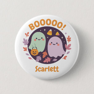 Badge Rond 5 Cm Jolis fantômes Kawaii Boo Halloween bonbons corne