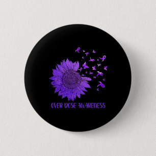 Badge Rond 5 Cm Jolis Papillons Marguerite Ruban Violet Surdosage