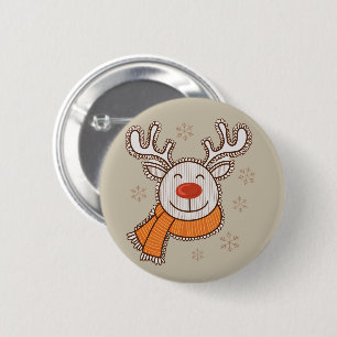 Badge Rond 5 Cm Jolis rennes de Noël Joyeux Noël Hiver