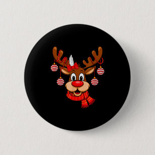 Badge Rond 5 Cm Jolis rennes de Noël nez rouge Rudolph Xmas enfant