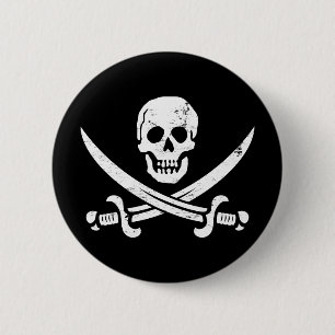 Badge Rond 5 Cm Jolly roger de drapeau de pirate de John Rackham