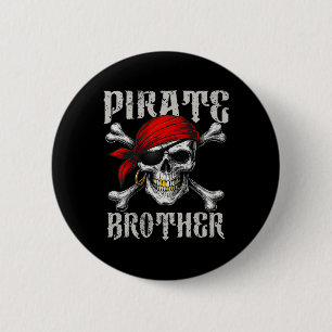 Badge Rond 5 Cm Jolly roger Frère Pirate Drapeau Et Crossbon Crâne