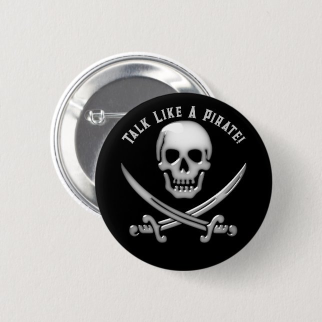 Badge Rond 5 Cm Jolly Roger Pirate Day (Devant & derrière)