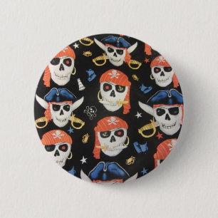 Badge Rond 5 Cm Jolly Roger Pirate Skulls