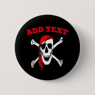 Badge Rond 5 Cm Jolly roger Pirates crâne et os