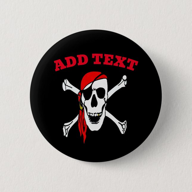 Badge Rond 5 Cm Jolly roger Pirates crâne et os (Devant)