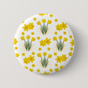 Badge Rond 5 Cm Jonquilles lumineuses, motif sans soudure