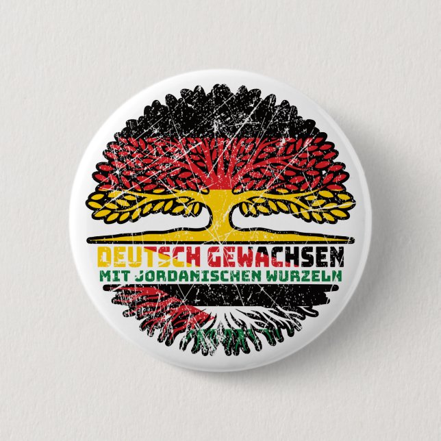 Badge Rond 5 Cm Jordanie Jordanienne Deutsch Deutschland Baum (Devant)