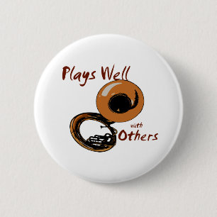 Badge Rond 5 Cm Joue bien/ Tuba