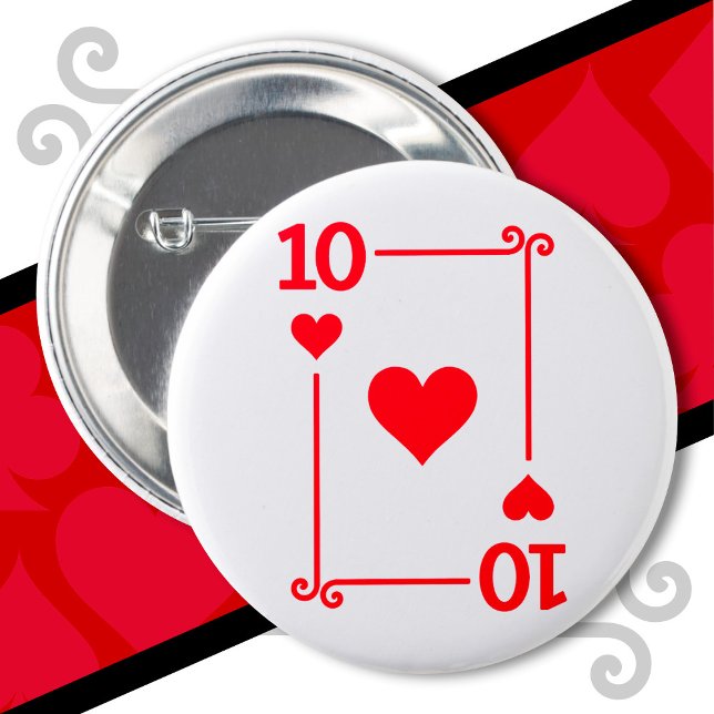 Badge Rond 5 Cm Jouer aux cartes Costume Dix Carte 10 de Coeurs (Créateur téléchargé)