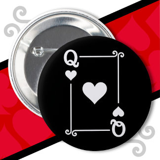 Badge Rond 5 Cm Jouer aux cartes Costume Queen Hearts Card Queen C