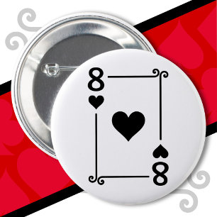 Badge Rond 5 Cm Jouer Cartes Costume 8 Coeurs Carte Huit Carte