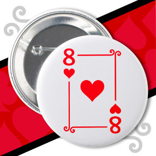 Badge Rond 5 Cm Jouer Cartes Costume 8 Coeurs Carte Huit Carte