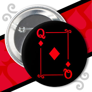 Badge Rond 5 Cm Jouer Cartes Costume Reine Diamants Carte Reine