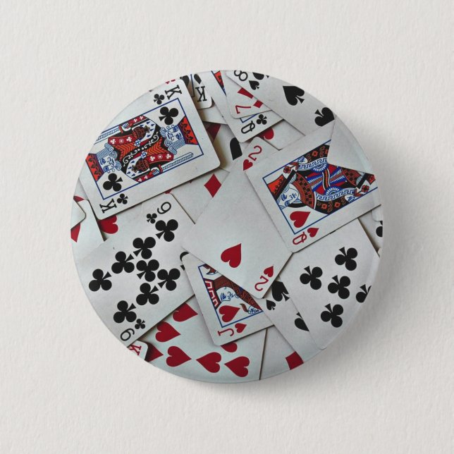 Badge Rond 5 Cm Jouer Cartes Poker Jeux Reine Roi (Devant)