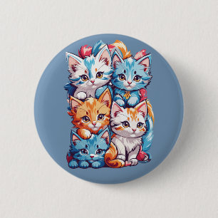 Badge Rond 5 Cm Jouer Cute Kawaii Kitties