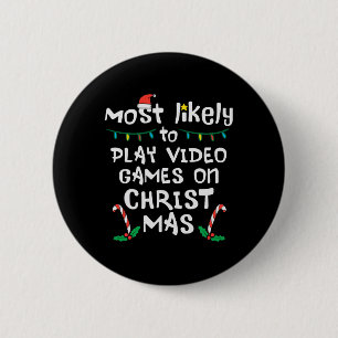 Badge Rond 5 Cm Jouer jeu vidéo jeu Noël Famille