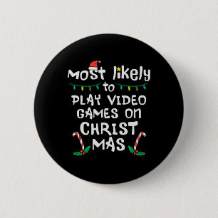 Badge Rond 5 Cm Jouer jeu vidéo jeu Noël Famille