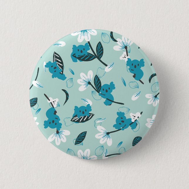 Badge Rond 5 Cm Jouer Koala Motif mignon animal et l'art nature (Devant)