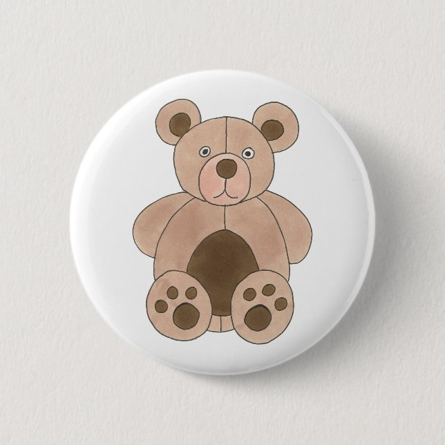 Badge Rond 5 Cm Jouet à peluche Brown Ours en peluche Farci Faveur (Devant)