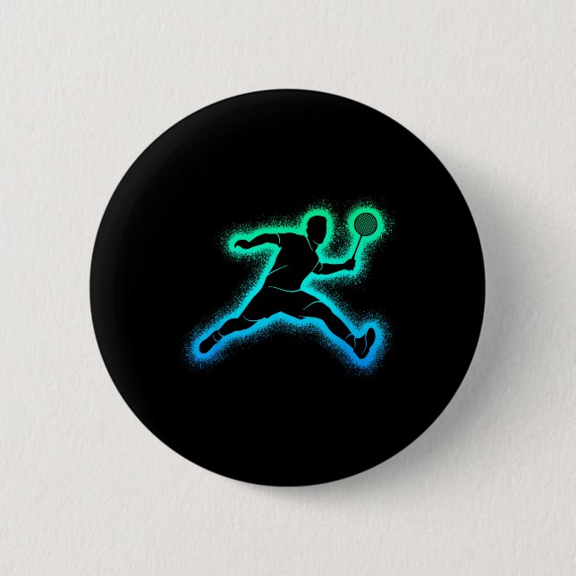 Badge Rond 5 Cm Joueur Badminton Navette Hommes Garçons Badminton  (Devant)