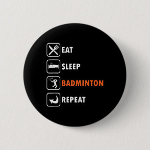 Badge Rond 5 Cm Joueur Badminton Racket Shutte Athlète Mange Sleep