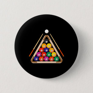 Badge Rond 5 Cm Joueur Billard Et Billard Stick