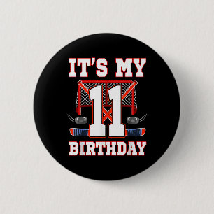 Badge Rond 5 Cm Joueur de 11e anniversaire de hockey sur glace 11