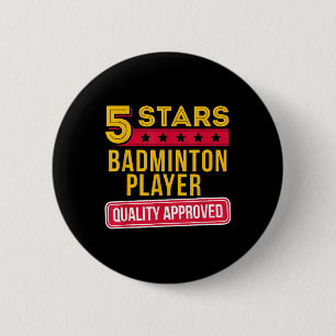 Badge Rond 5 Cm Joueur de badminton 5 étoiles - Gif drôle de sport