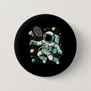 Badge Rond 5 Cm Joueur de badminton astronaute sport de la navette