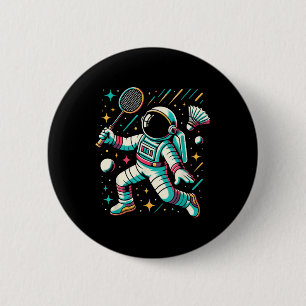 Badge Rond 5 Cm Joueur de badminton astronaute Sport navette 