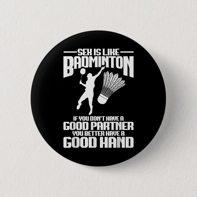 Badge Rond 5 Cm Joueur de badminton Bonne main Joueur de navette B (Devant)