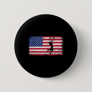 Badge Rond 5 Cm Joueur de badminton Drapeau Usa pour hommes femmes