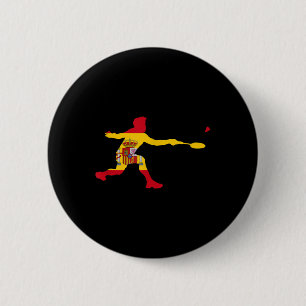 Badge Rond 5 Cm Joueur de badminton espagnol raquette volant homme