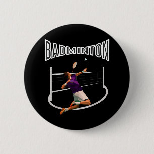 Badge Rond 5 Cm Joueur de badminton navette garçons hommes jeuness
