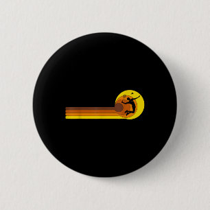 Badge Rond 5 Cm Joueur de badminton navette les années 70 année Vi