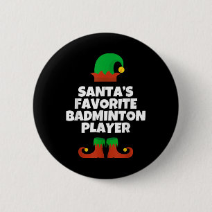 Badge Rond 5 Cm Joueur de badminton préféré du Père Noël Chapeau d