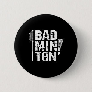 Badge Rond 5 Cm Joueur de badminton Raquette Smash Navette