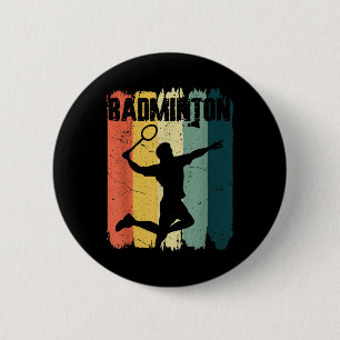 Badge Rond 5 Cm Joueur de badminton rétro vintage Sports Badminton