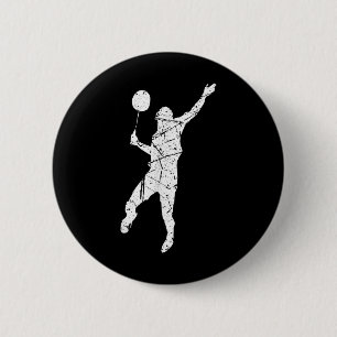 Badge Rond 5 Cm Joueur de Badminton Sport en détresse Famille spor